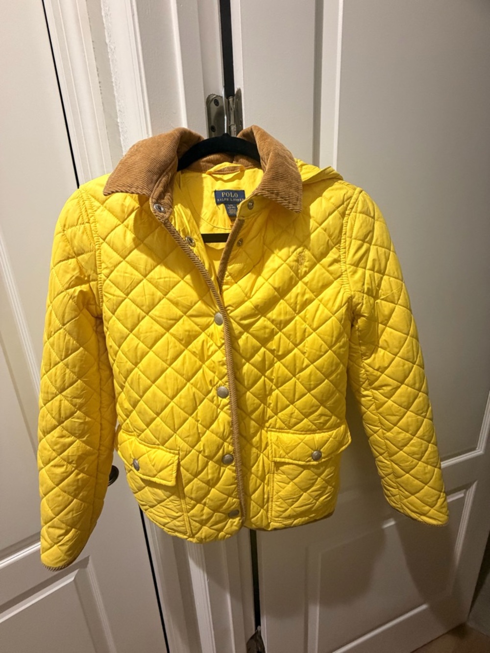 Polo by Ralph Lauren Yellow Quilted Jacket with Tan Corduroy Collar